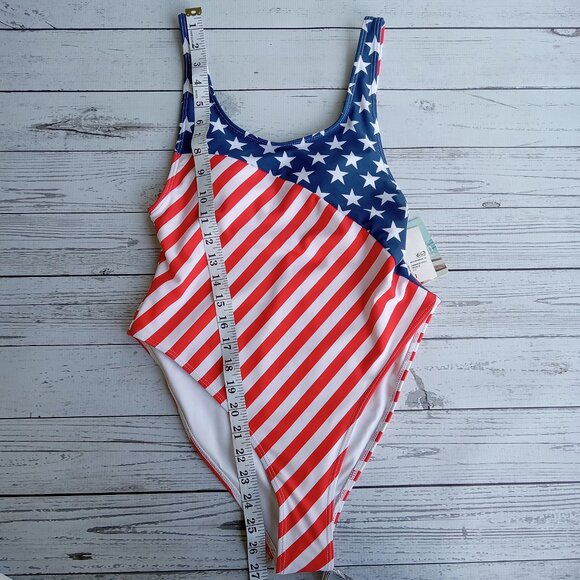 Forever 21 Sandy Beach One-piece Swimsuit American‎ Flag NEW (US size L) - Picture 4 of 7